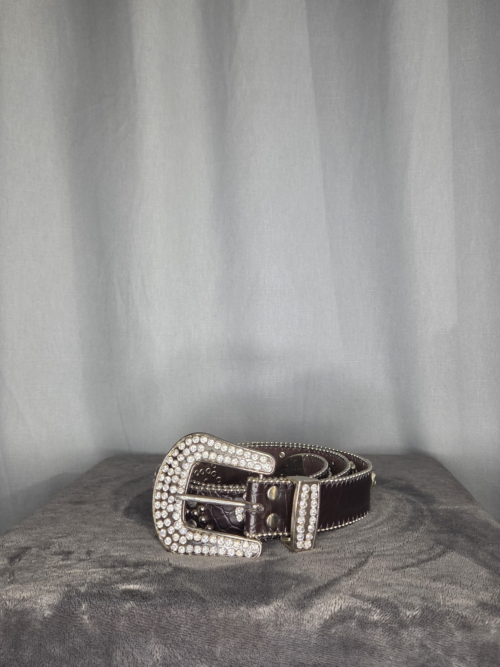 Rhinestone Belt With Studs Women's 42 Inches